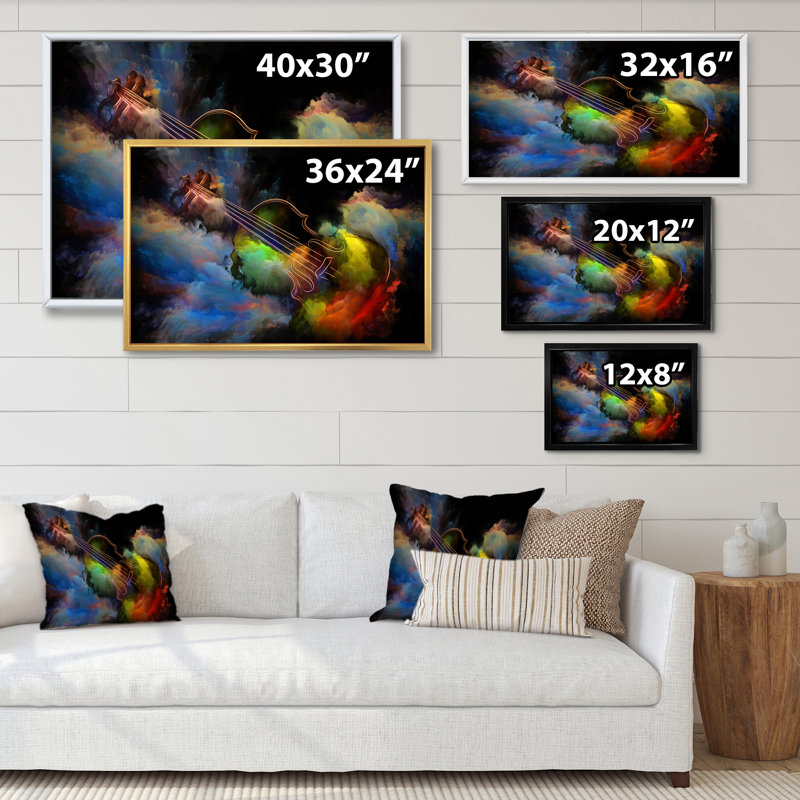 «Colorful Abstract Guitar Ii», reproduction sur toile flottante, Cadre noir, H 8 po x l 12 po x P 1 po