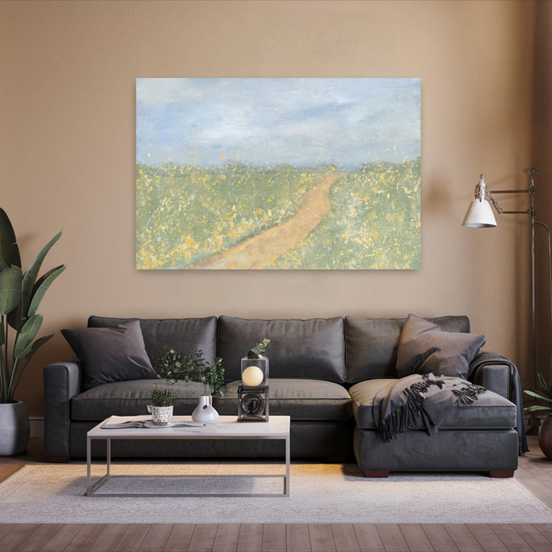 Prairie, paysage abstrait contemporain, art naturel, H 40 po x l 60 po