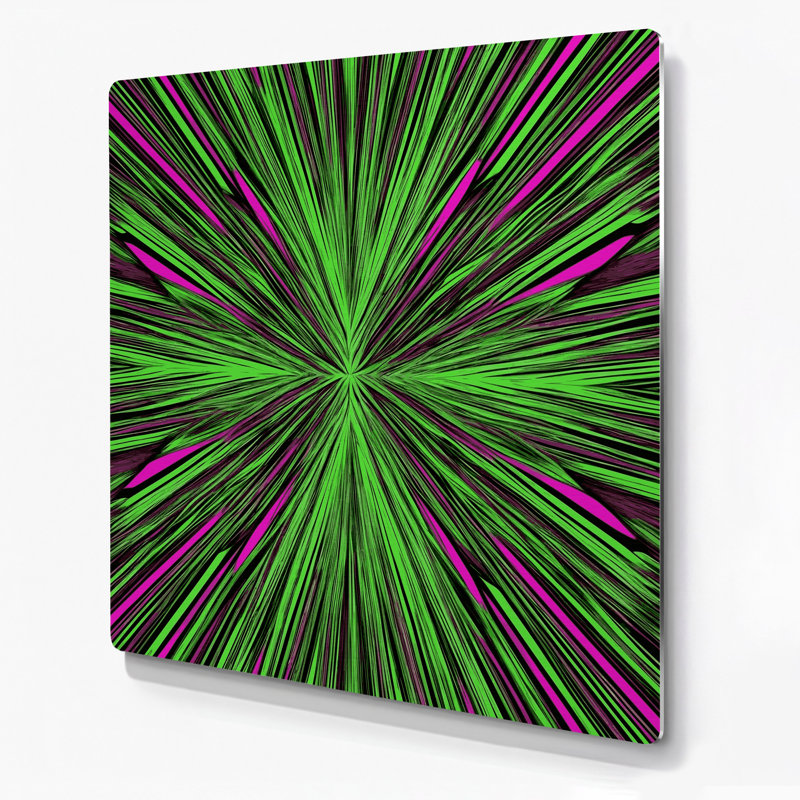 Art mural op 19 en métal vert, H 32 po x l 32 po