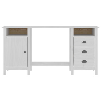 Bureau standard en bois de pin massif blanc vidaXL