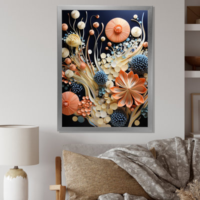 «Peach and White Coral Flowers», reproduction d'art sur toile