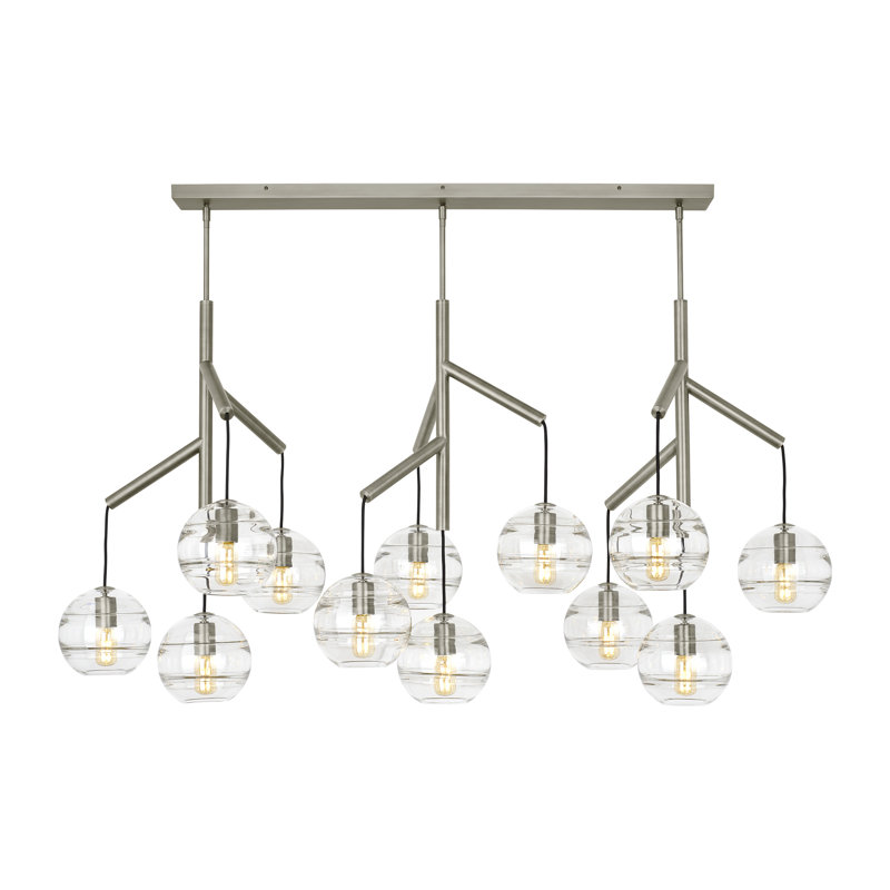 Sedona 12 - Light Chandelier, Satin Nickel, Clear, Yes