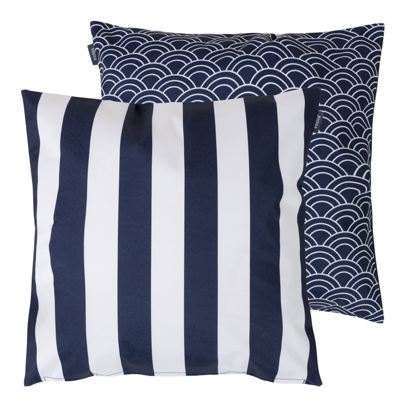 Deck Stripe Indoor-Outdoor Cushion, Pack of 2, Navy Blue