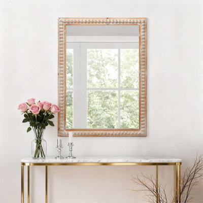 Wood Framed Accent Vanity Mirror Farmhouse Wall Mounted Mirror  Irregular Decorative Mirror for Entryway Bathroom Living Room