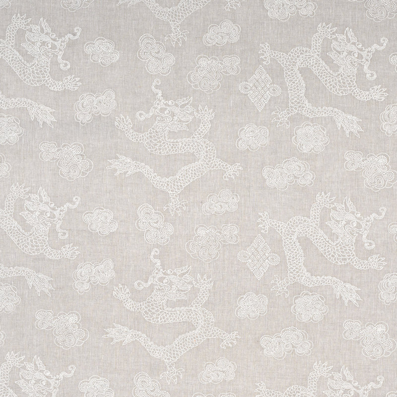 Dragon Embroidery Fabric, Ivory/Natural