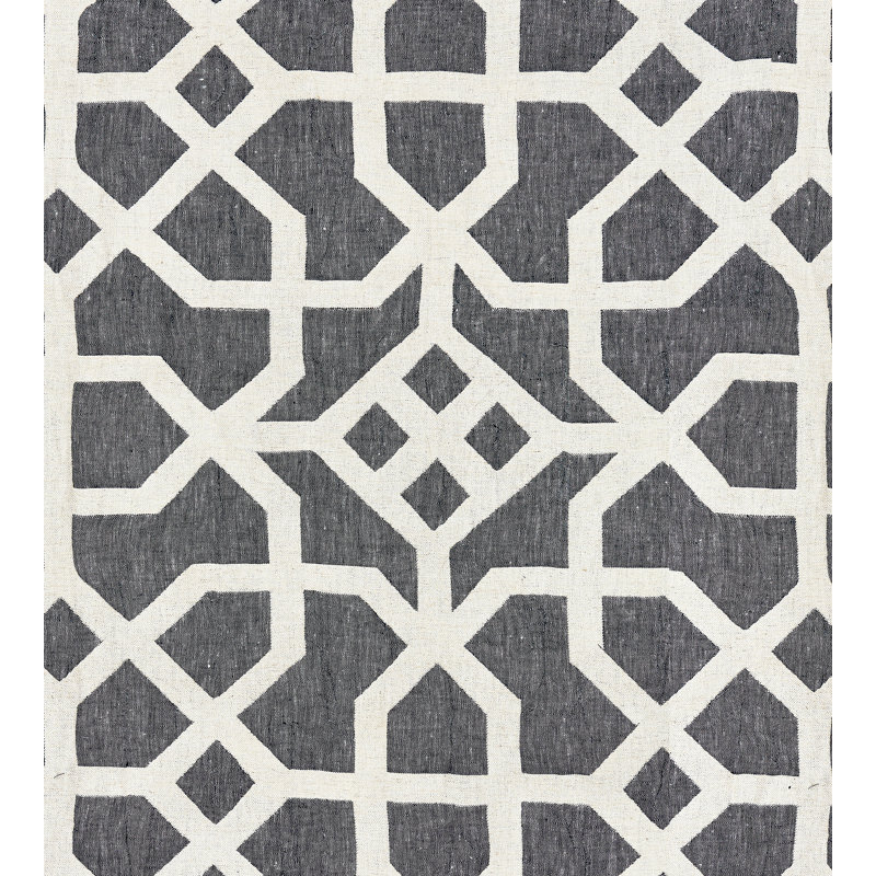 Tissu moderne en treillis de luxe moderne, Indigo / grège