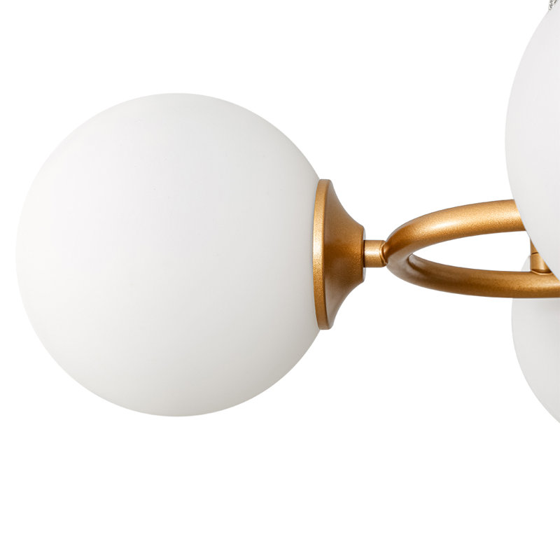Lustre linéaire 6 lumières avec globe en verre givré