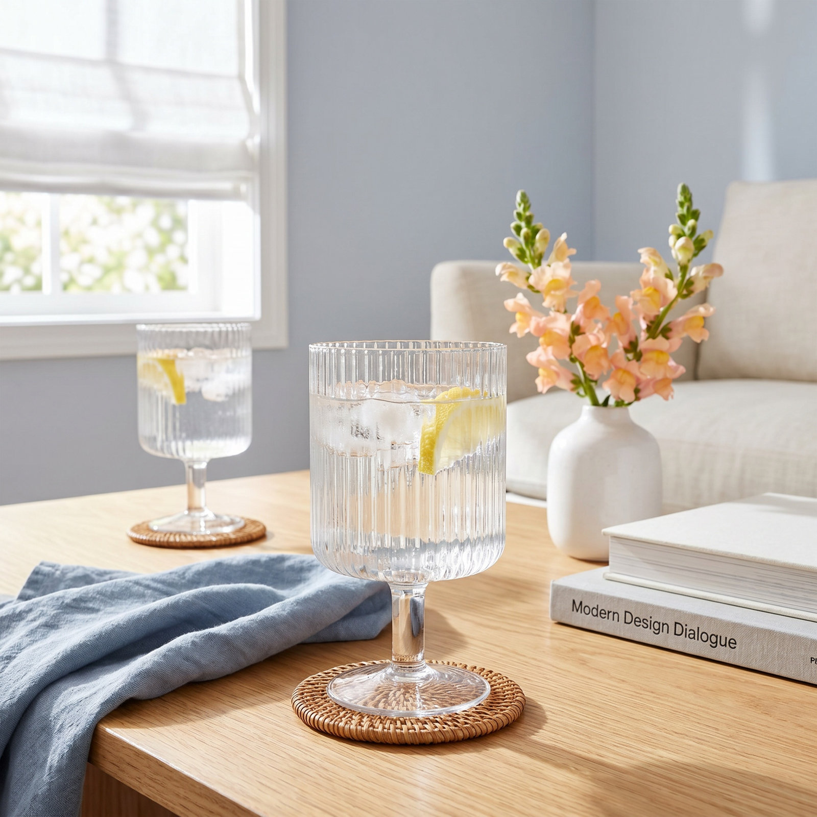 Laya Ribbed Goblet, Clear