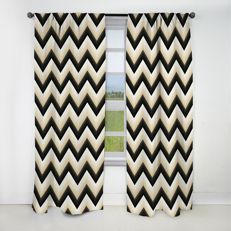 Monochromatique Chevron Motion I - Rideau à chevrons - Rideau occultant à chevrons - 1 panneau, L 52 po x L 90 po