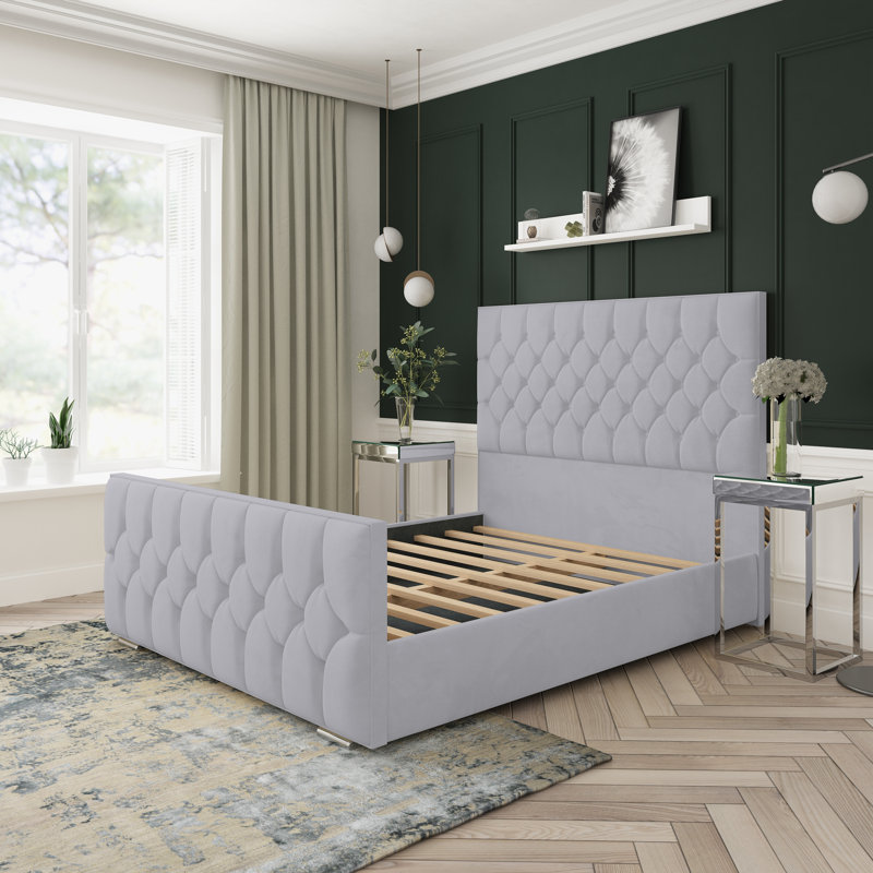 Upholstered Bed, Silver, Kingsize (5')