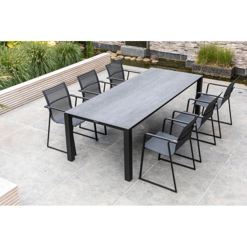 Muze Stacking Patio Dining Chair, Anthracite Frame/Anthracite Mesh