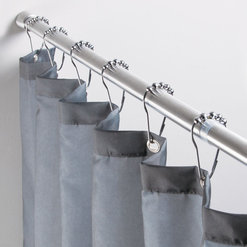 Cameo Straight Tension Shower Curtain Rod, 0.9" H x 42" W x 0.9" D, Silver
