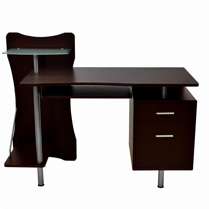 Bureau d'ordinateur avec rangement brun chocolat