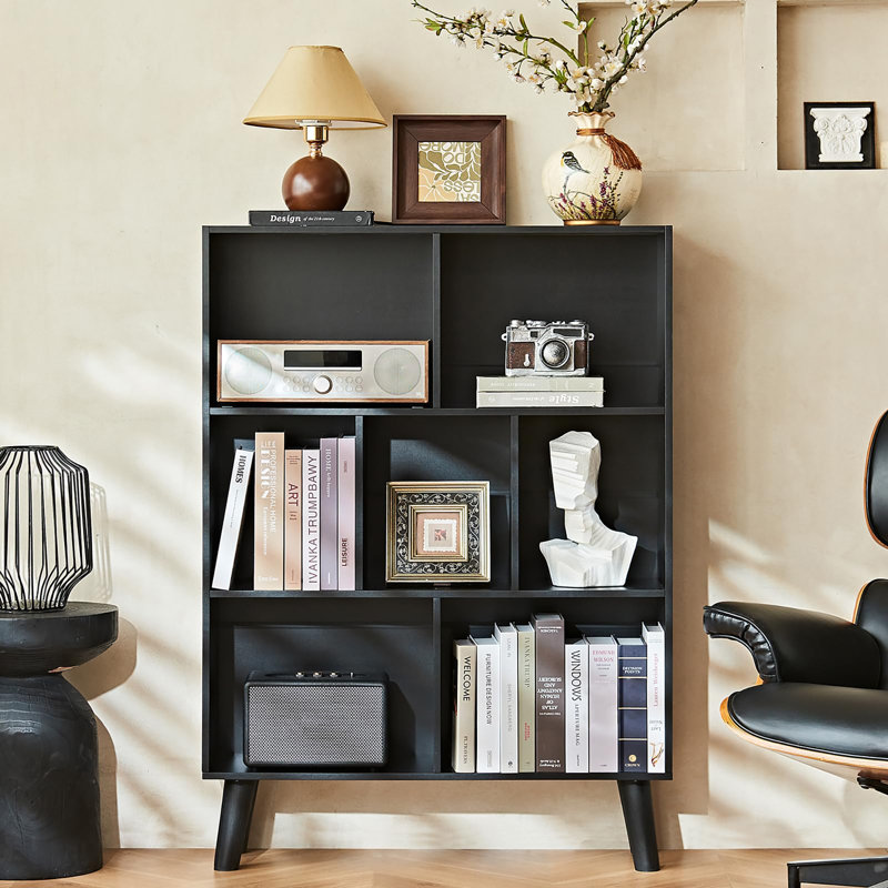 3-Tier Freestanding Open Cube Bookshelf, Black