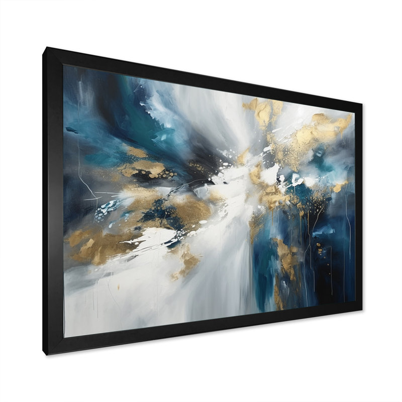 Radiant Muse Émergence I - Peinture abstraite sur toile, art mural, Cadre photo noir, H 12 po x l 20 po x P 1 po