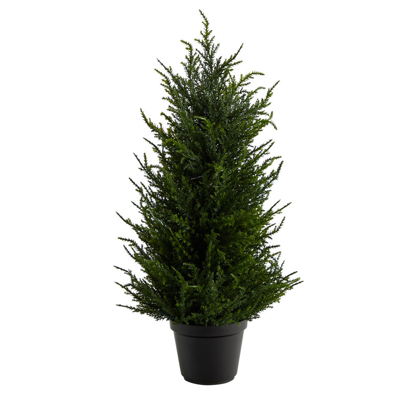 18'' Green Plastic Cypress Christmas Tree with LED Lights