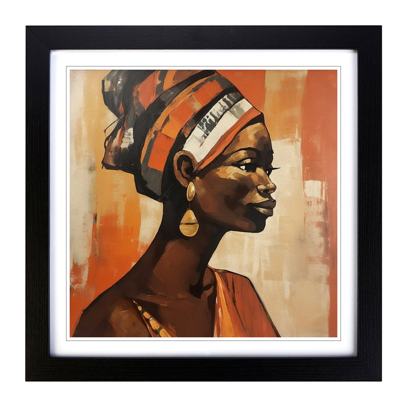 African Woman Mid-Century No.4 - Framed Print, Black