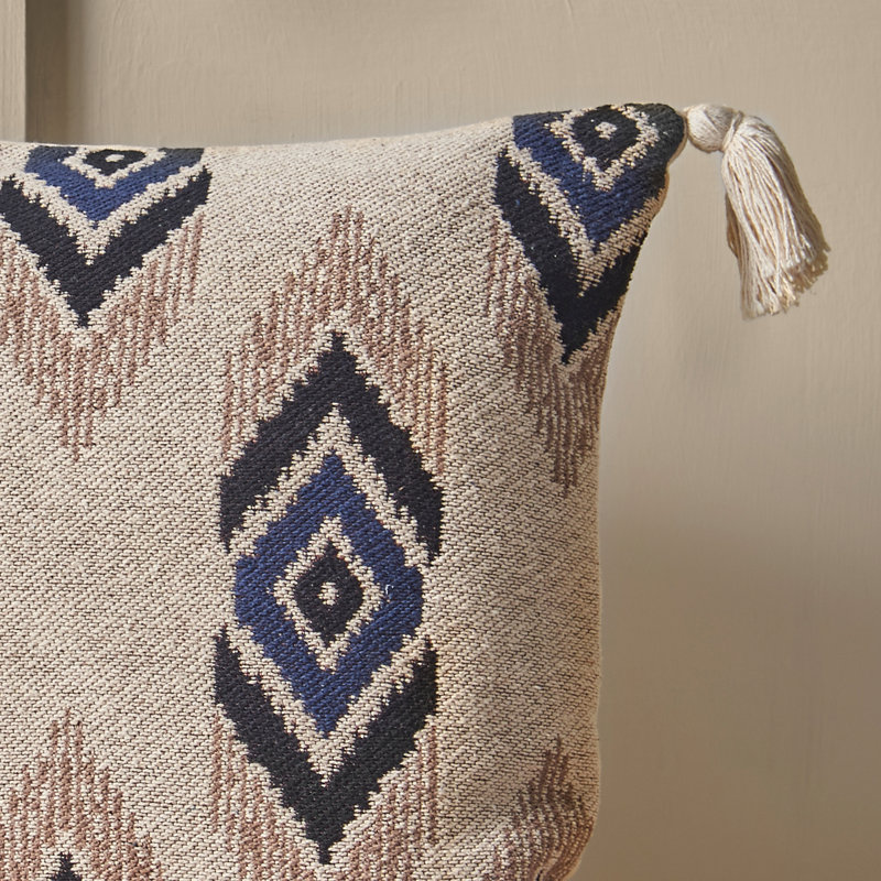 Emir Ikat Ikat Square Throw Cushion, Navy