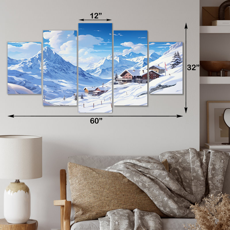 Ensemble de décoration murale alpine solitude Winter Glow III - montagnes alpines