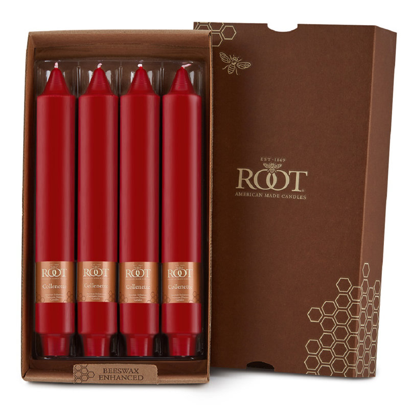 Bougie lisse sans parfum Collenette, H 9 po x l 1,25 po x P 1,25 po, Rouge