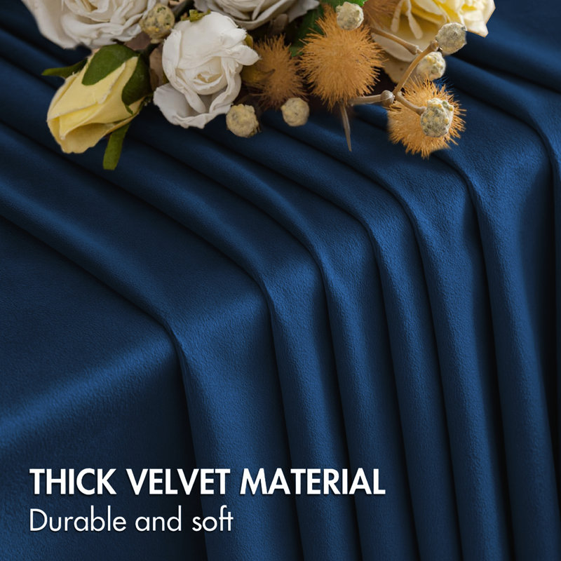 Heavy Velvet Blackout Curtains with Eyelet Rings – Thermal Insulated Drapes, 228cm Width x 228cm Drop, Navy