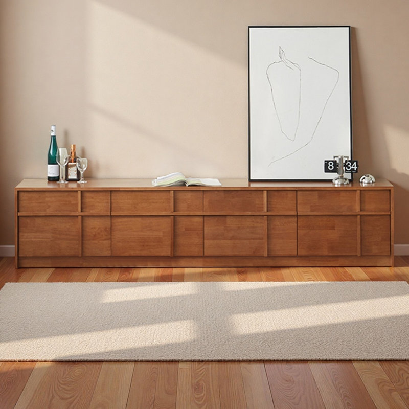Meuble télé en bois d'hévéa avec rangement à tiroirs multiples, H 18,3 po x L 78,74 po x l 15,75 po