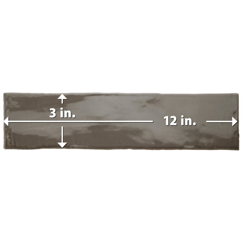 Chester 3" x 12" Ceramic Subway Wall Tile, Graphite Gray