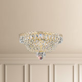 Camelot 3 Light 11in x 7in Flush Mount in Polished Gold with Clear Optic Crystals