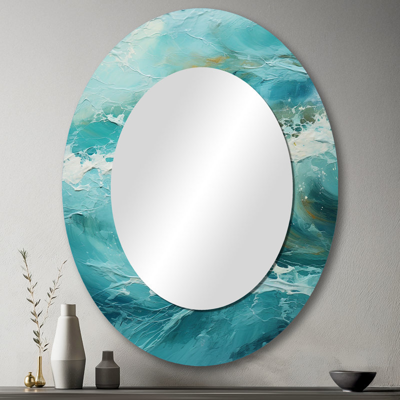 Miroir mural océan bleu sarcelle Wave Expression II, 43 po x 33 po