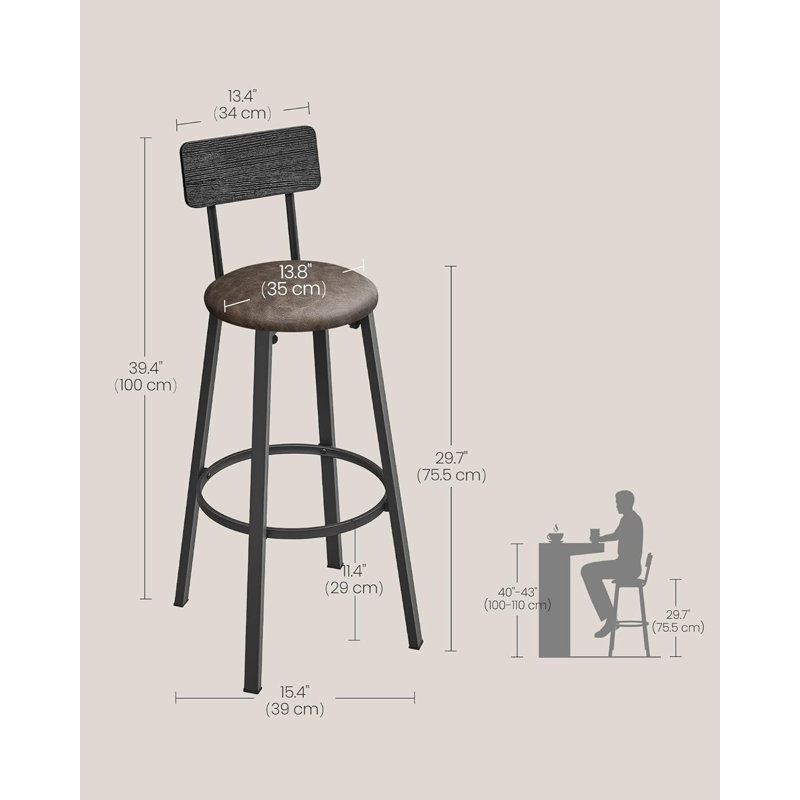 Bar Stool, Brown, Gray