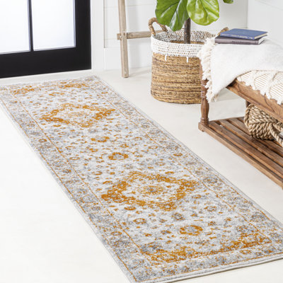 Indhira Ornate Medallion Persian Orange/Cream Rug