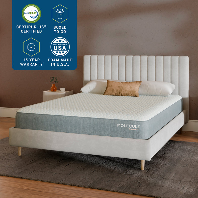 Matelas moelleux moyen en mousse viscoélastique gélifiée 12 "CopperWell MOLECULE, Très grand lit simple