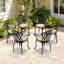 Chaise de patio en fonte d'aluminium 6 pièces avec cadre noir et coussins blanc cassé