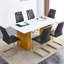 Table rectangulaire contemporaine avec couche de revêtement de 0,4 pouce, pieds, 71 po x 35,4 po x 30 po, or scintillant debout, salle à manger clairement glamour et verre, ton