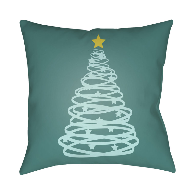 Winter Tree Outdoor Throw Pillow, 20" H x 20" W x 4" D, Green / Yellow