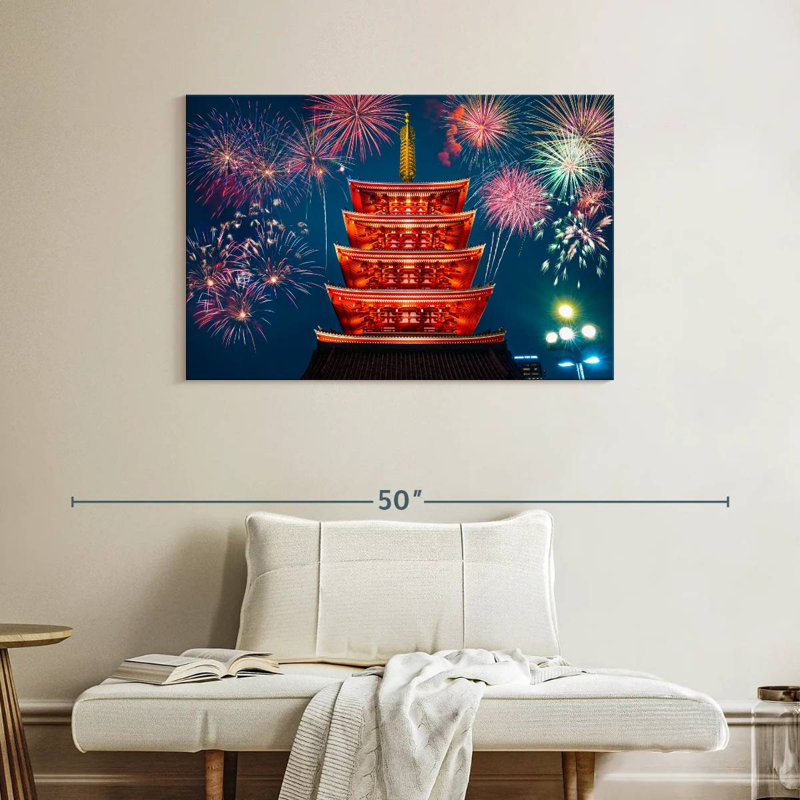 Senso Ji Temple Fireworks, 26" H x 39" W