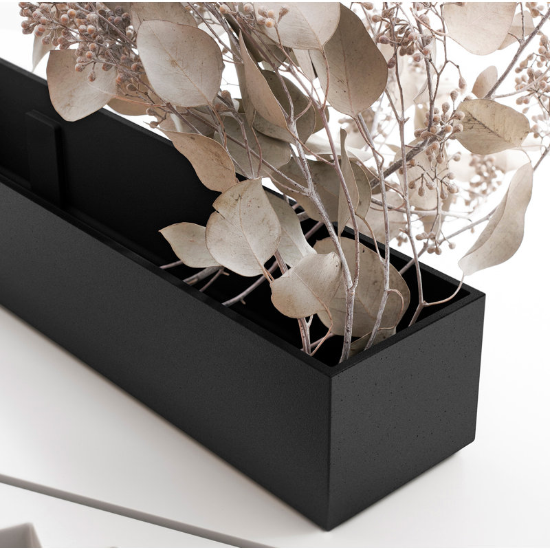 Boîte à fleurs en plastique Geo Series, Noir, H 3 po x l 32 po x P 3,5 po, Ensemble de 1