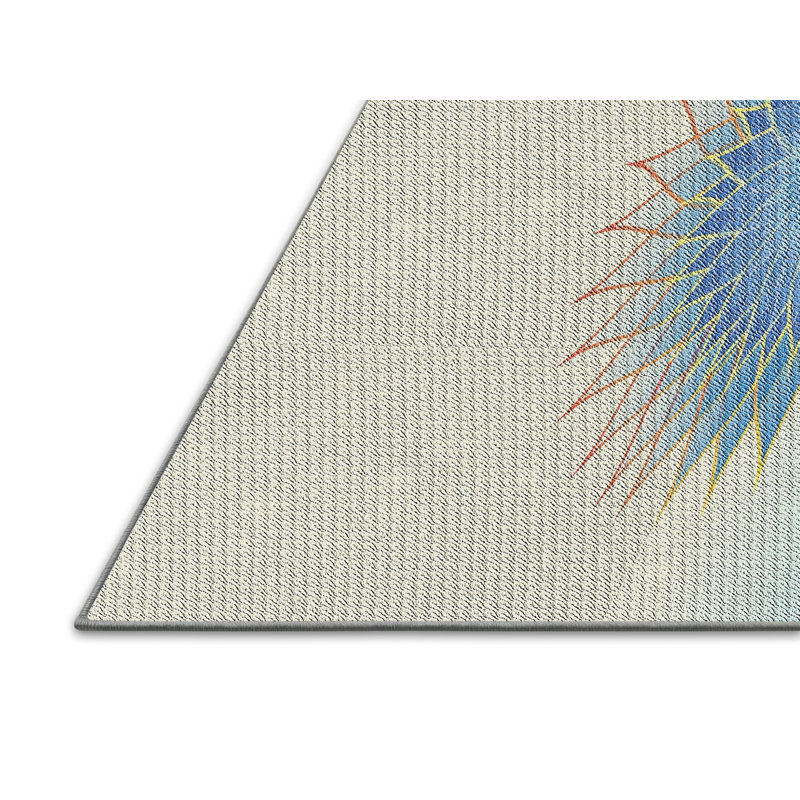Laine tissée à la main et polyester beige/bleu ciel Tapis décoratif, Rectangle de 5 pi x 7 pi