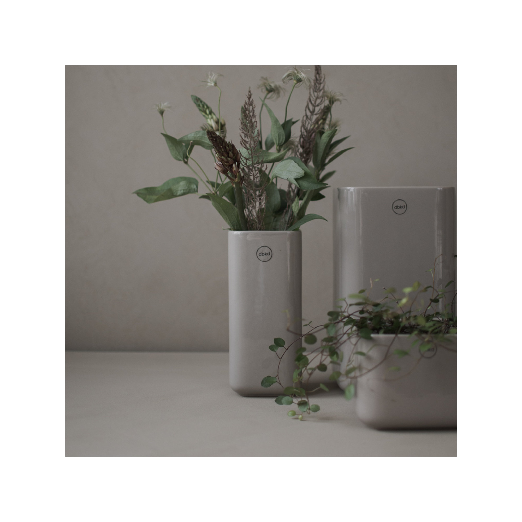 Dan Ceramic Table Vase, Greige, 7.87" H x 3.15" W x 3.15" D