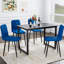 Ensemble de 4 chaises de salle à manger en velours bleu, pattes en fer pour un confort optimal - Structure renforcée, assise rembourrée