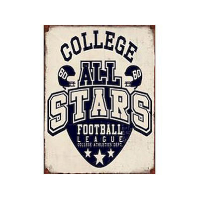 Allstar Football Vintage Metal Wall Décor