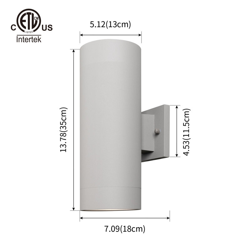 Raley 2- Bulb Outdoor Wall Lantern, 13.78" H x 5.12" W x 7.09" D, Gray