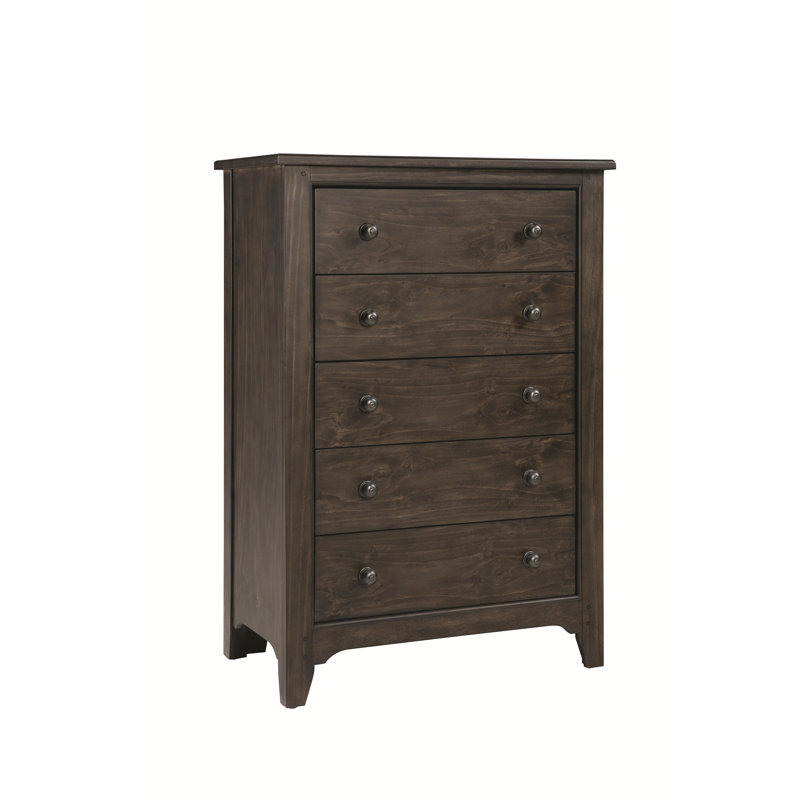 Commode 5 tiroirs Mabank, Roche de rivière brune