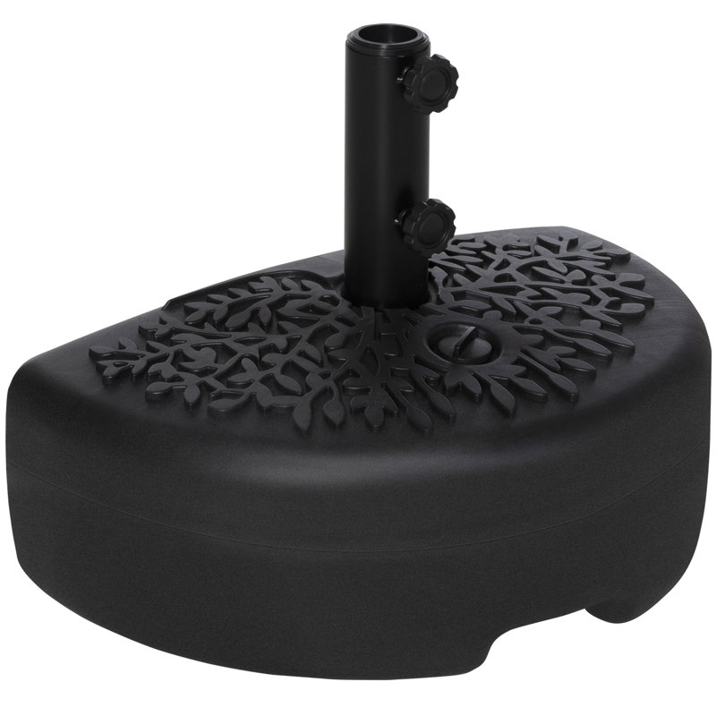 Black Metal Half Round Patio Umbrella Base Stand Holder