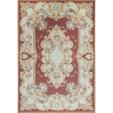 Hand-Knotted High-Quality Red and Beige Area Rug