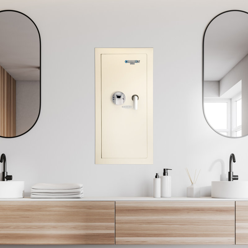 Coffre-fort à ouverture à gauche beige - 0,82 pi³ avec module biométrique à empreinte digitale de 120 po et pêne dormant de tablette solide de construction amovible