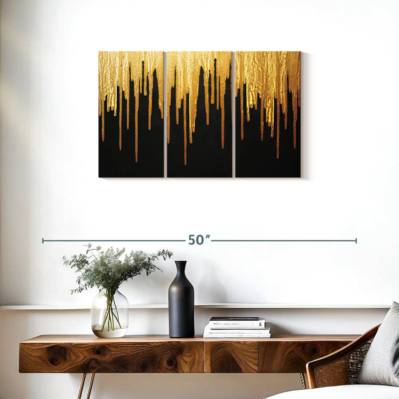 Avery Gold Paint Drip, 20" H x 33" W