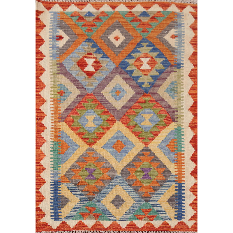 Multolor Wool Kilim Oriental Accent Rug 3x4
