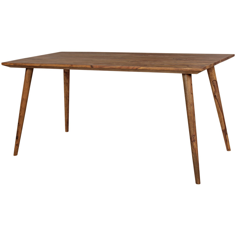 Uecker Sheesham Rectangular Wood Top Dining Table with Wood Base, 76cm H x 160cm L x 80cm W