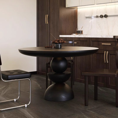 Black Round Manufactured Wood Dining table